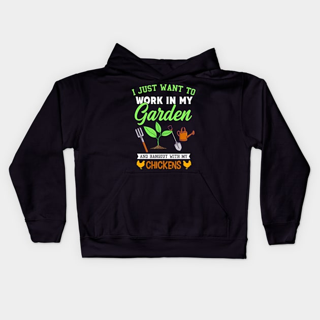 I Just Want To Work In My Garden Gift Kids Hoodie by Delightful Designs